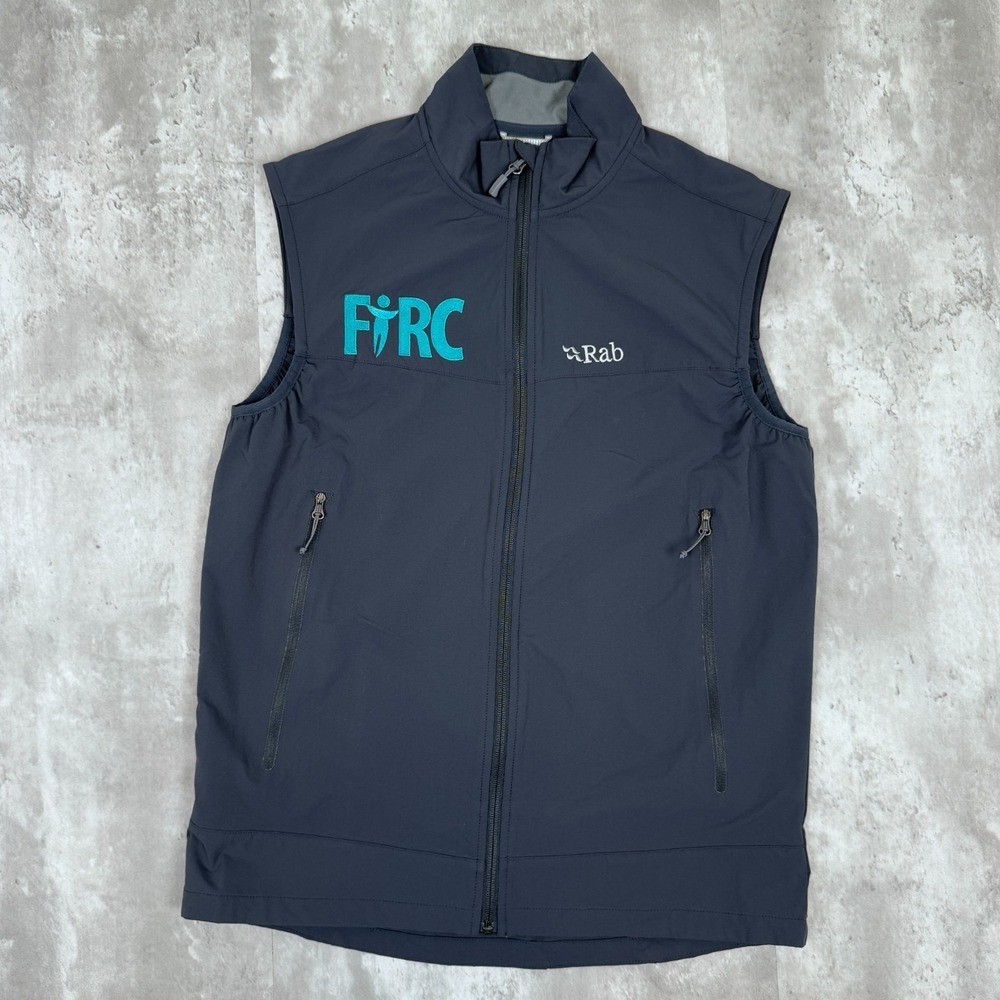 Rab Sawtooth Vest Mens Medium Blue Embroidered Logo Full Zip Outdoors Ski